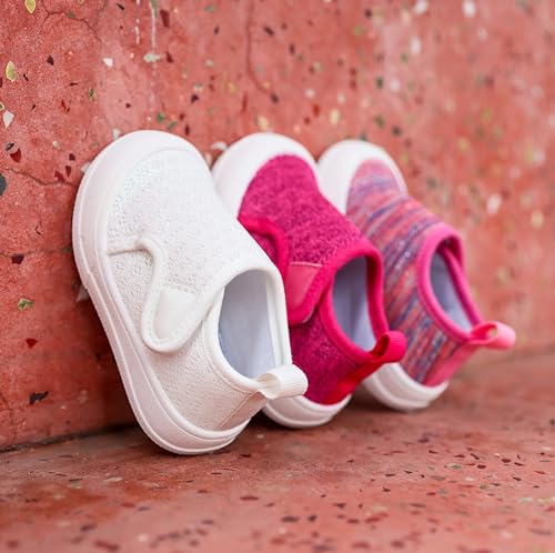 Toandon Toddler Girls Knit Straps Sneakers Walking Shoes Little Kids Adorable Breathable Lightweight Easy Slip On Non Slip Comfortable Soft Flexible Soles White mesh Size 122