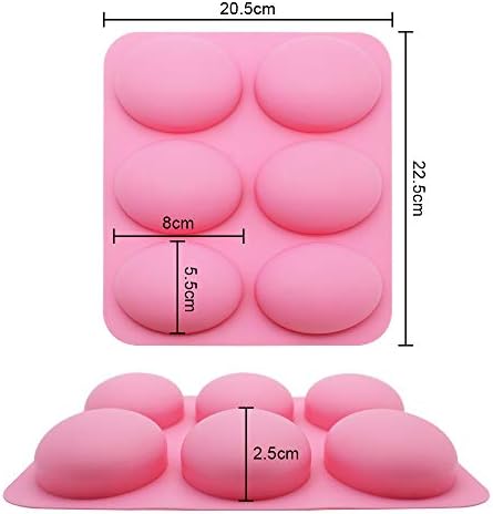SPTwj 4 pcs Silicone Soap Making Molds 6 Cavity Rectangle Oval Molds Food Grade Soft Baking Pan Mould for Cake Muffin Chocolate Bread Candy Jelly Ice Cube Square Trays DIY Handmade Craft Moulds Pink