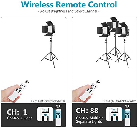 Neewer 2 Packs Advanced 2.4G 660 LED Video Light Photography Lighting Kit with Bag, Dimmable Bi-Color LED Panel with 2.4G Wireless Remote, LCD Screen and Light Stand for Portrait Product Photography