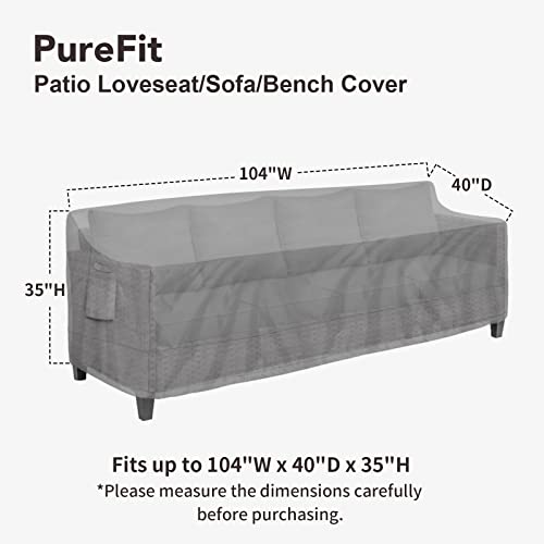 PureFit Outdoor Couch Cover Waterproof Patio Sofa Furniture Covers, 4-Seater Outdoor Cover with Air Vent and Handles, 104W x 40D x 35H Inches, Gray by PureFit - Image 2
