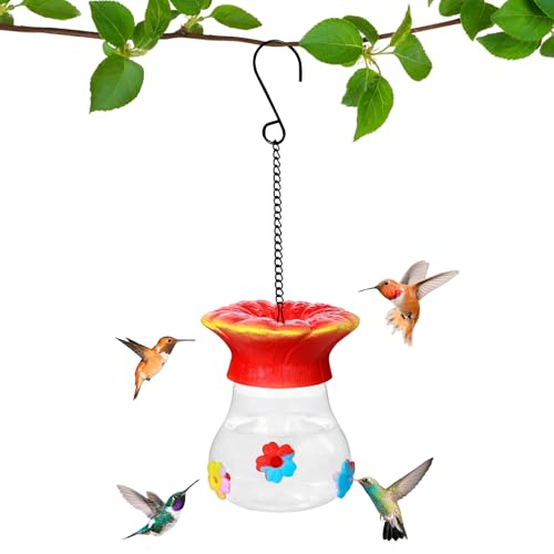 Hummingbird Feeder,Hummingbird Feeders for Outdoors Hanging,Wild Bird Feeders for Garden Birds Watching Patio Decoration & Gift - Humming Bird Feeders 10oz Small Hanging Bird Feeder