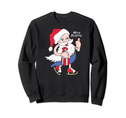 Xmas Merry Christmas Holidays Funny Santa Claus Ice skating Sudadera