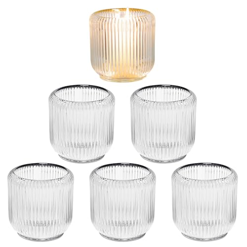 6 Pack Clear Glass Votive & Taper Candle Holders (3.5