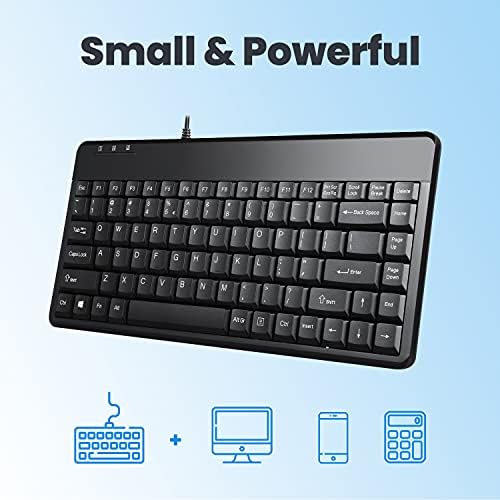 Perixx PERIBOARD-409H Wired USB Mini Keyboard with 2 USB Hubs, Black, UK QWERTY