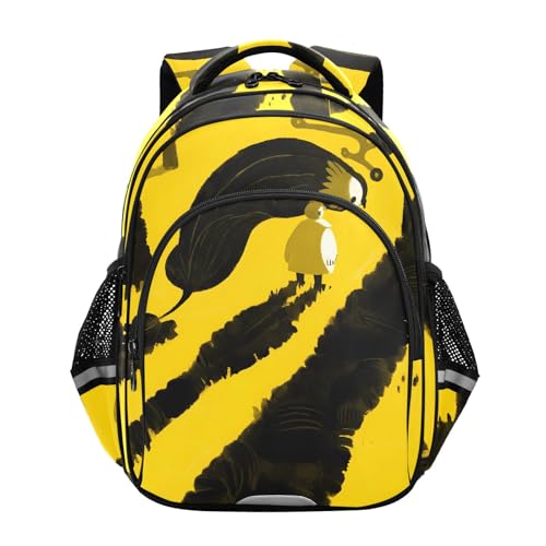 Nexawaveo Zaino per bambini in età prescolare per scuola elementare per ragazzi e ragazze, età 3-8 anni, Creatura Fantasy Giallo-1, Medium, Zaini da viaggio