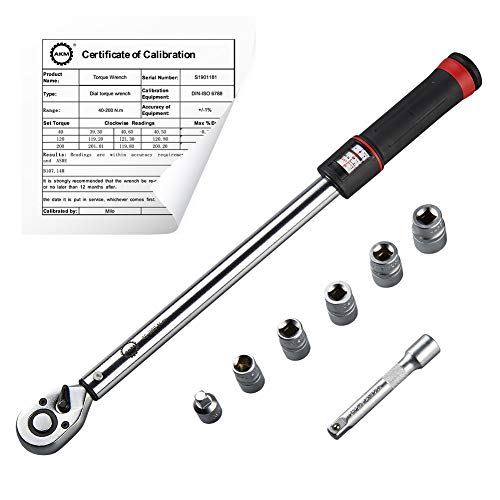 AKM 1/2-inch Drive Dual-Direction Click Torque Wrench Set High Precision 72 Tooth Wrench