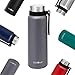 Botella Térmica de 1l con Filtro - Doble Pared de Acero Inoxidable - Antigoteo - Apta para Bebidas con Gas - Ideal para Llevar - Gris