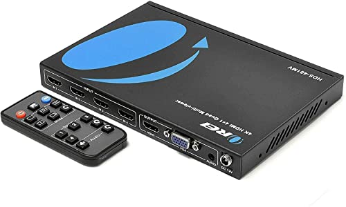 Image of OREI Quad Multi HDMI Viewer 4 in 1 Out HDMI Switcher 4 Ports Seamless Switcher and IR Remote Support 4K @ 30Hz 1080P for PS4 /PC /DVD /Security Camera, HDMI Switch VGA Output - HDS-401MV
