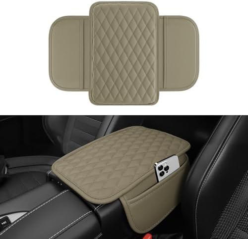 ROBOHOOK Center Console Cover - Leather Armrest Cover With 2 Side Pockets, Universal Fit (Black) - View #5