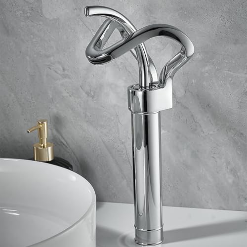 Mitigeur de lavabo cascade blanc et or pour salle de bain monotrou