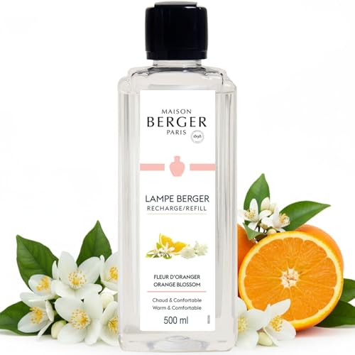 MAISON BERGER – Recharge Lampe Berger Fleur d'Oranger 500 ML – Notes Vertes, Fleur d'oranger, Neroli – Parfum Floral – Anti-odeurs – Fabriqué en France