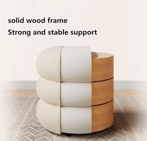 Grey Velvet Makeup Vanity Chair - Round Pouf Stool, Soft Footstool for Makeup Room & Living Room, Stylish 4-Layer Design, Comfortable Seating, Chic Home Décor.