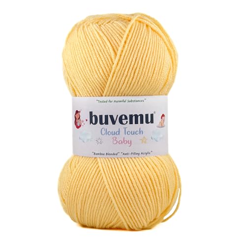 Image of Cloud Touch Baby - DK Weight Soft Anti-Pilling Yarn for Baby Clothes, Blankets & Amigurumi Crochet & Knitting, 90% Acrylic 10% Viscose derived from Bamboo, 3.53 Oz / 262 Yards (Light Yellow, 1 Pack)