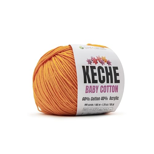 Image of Keche Baby Cotton, 60% Cotton 40% Acrylic Yarn, Soft Cotton Yarn for Crochet and Knitting, Amigurumi Yarn 1 Skein /Ball 1.76 Oz (50g) / 180 Yrds (165m) - Pumpkin