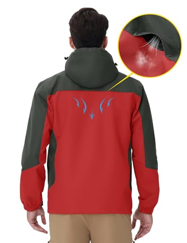 [Gopune] メンズ マウンテンパーカー アウトドア ジャケット 登山ウェア 防寒コート アウター 防風ジャケット 通気 バイク用 ジョギング 釣り 春秋冬用 レッド L 4枚目