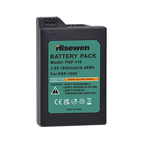Hisewen 1800Mah Psp Battery, 3.6V Lithium Ion Battery Replacement For Sony Psp 1000 Psp-110 (1001, 1002, 1003, 1004, 1005, 1006, 1007, 1008, 1010), Psp Fat Console #TOP10