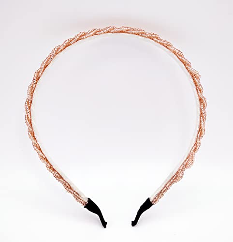 Crystal Hair Band For Women Silver White Pearl Headbands Fashion Hair Band Girls Jewelry Rhinestone Hoop Clips Metal Beaded Hairband Beauty Care Elegant Bling Headwear Accessory Wedding Bride (Golden) #TOP7