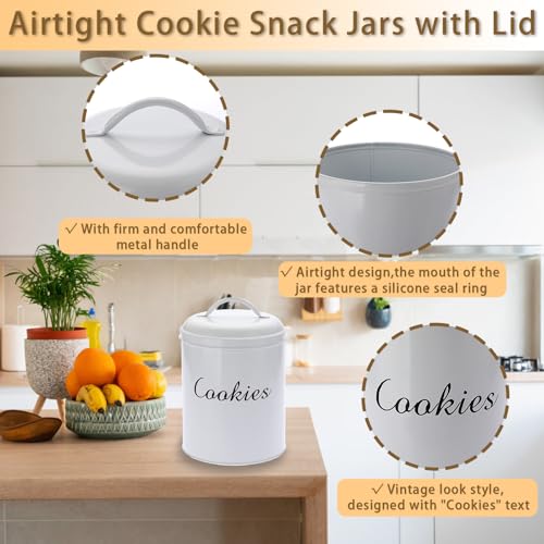 Tarro de metal para galletas de Navidad recipiente blanco para regalar dulces 4