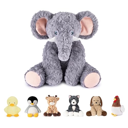 Image of Niuniu Daddy Weighted Stuffed Animal, 14 in 3.5 lbs, Elephant Calming Plush | Heavy sensory lap pad, lying body pillow for sleeping, machine wash, huggable plushies, soothing gift for kids and adults