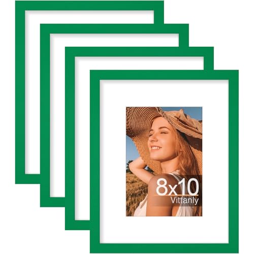 Vittanly 8x10 Picture Frames Set of 4, for Wall or Tabletop Display, Green