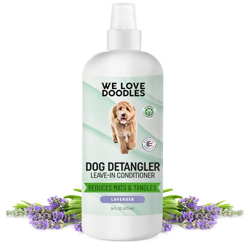 We Love Doodles Dog Detangler Spray - Leave-in Conditioner for Dogs - Dog Detangling Spray - Dematting Spray for Dogs - Tangle Remover - Made in The USA (Lavender)
