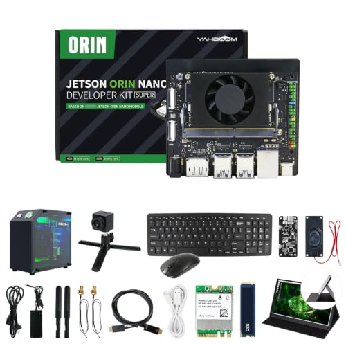 Yahboom Jetson Orin Nano 8GB RAM AI Robots,FHD 15.6in IPS Touch Screen Jetson Case USB Camera Wireless Keyboard and Mouse, 256GB SSD with AI Large Model