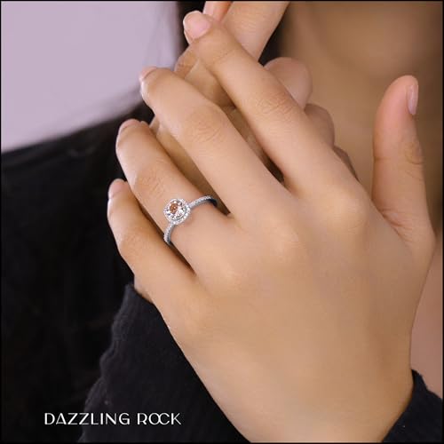 Dazzlingrock Collection 6mm Round Morganite & White Diamond Halo Engagement Ring for Women in 10K Solid Gold2