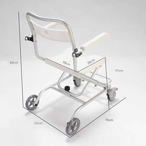 Składane krzesło prysznicowe, lekkie, aluminiowe siedzisko kąpielowe z kółkami i podłokietnikami, antypoślizgowa ergonomiczna konstrukcja dla osób starszych i niepełnosprawnych