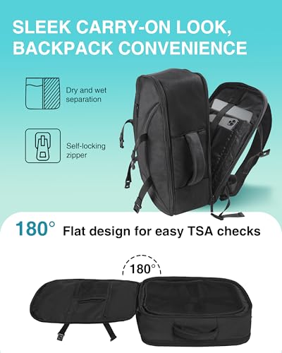 Moysoon TSA-Friendly Travel Backpack with Laptop Compartment, 30L Carry-On Backpack for Men & Women, 180° Lay-Flat Design, Waterproof & Durable 1000D Oxford, Fits 15.6" Laptop — view 5