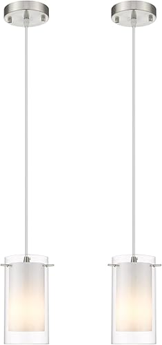 Miniatura 6 de AKEZON KP-506 - Lámpara colgante de cristal para interiores, altura ajustable, acabado de níquel cepillado para cocina, comedor, KP-506