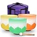Leize 6-12 inch Lotus Design Colored Rim Chakra Tuned 432hz Set of 7 Quartz Crystal Singing Bowls with Heavy Duty Carrying Cases and Singing Bowl Mallet Suede Strikers