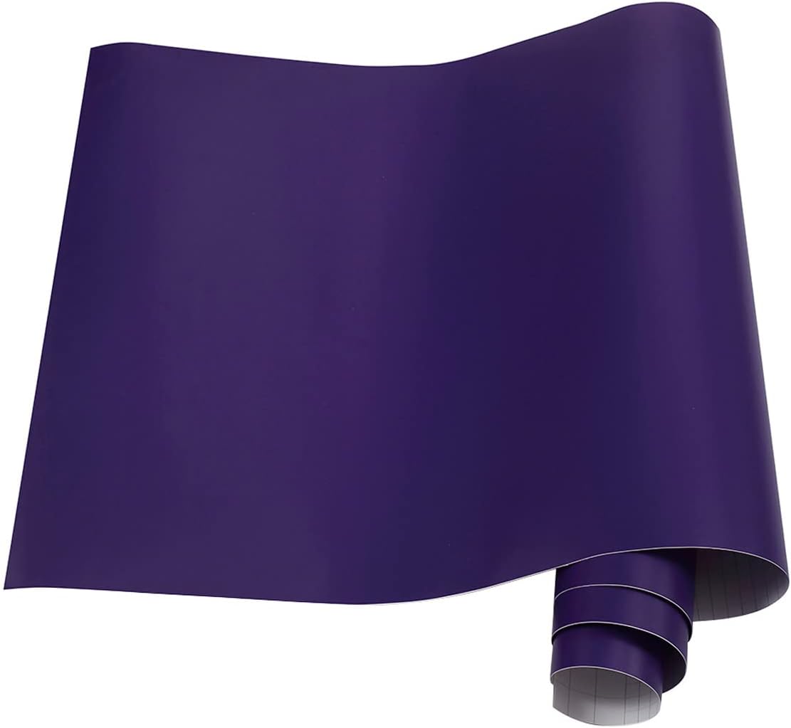 Queenbox 50x100cm Matte Car Vinyl Wrap Roll, Self-Adhesive Car Paint Protection Film, Vehicles Solid Decorative Sticker, Purple