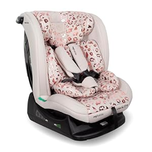 My Babiie MBCS100 2-in-1 Convertible R129 Child Car Seat – Belted, 40-150cm (Approx. Birth – 12 Years, 0-36kg), i-Size, Group 0+1/2/3, Adjustable – Pink Leopard