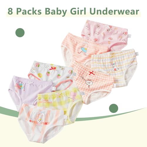 Girls Cotton Underwear Tagless Baby Panties for 2-10 Years Toddler Panties Soft Breathable Assorted Briefs 8 Packs4