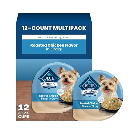 Blue Buffalo Delights Small Breed Natural Wet Dog Food, Rotisserie Chicken Flavor in Gravy, 3.5-oz Cups, 12 Count