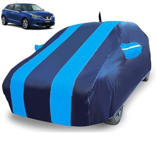 Image of Auto Hub Car Cover Compatible with Maruti Baleno with Antenna & Mirror Pocket, Weather Proof, Triple Stitched, Baleno Car Cover- Navy-Blue
