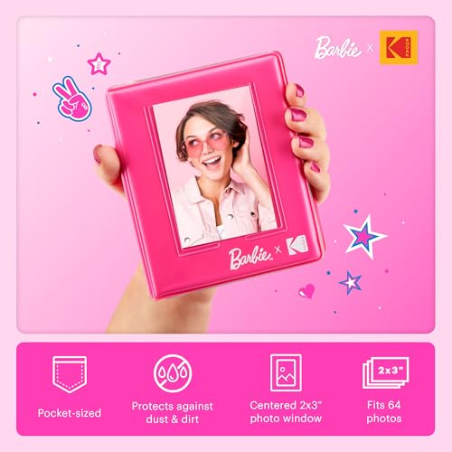 Image of Kodak x Barbie Printomatic Full-Color Instant Print Digital Camera Barbie Gift Bundle (Iconic Style)+ Barbie Camera Case, Photo Album, Sticker & Hanging Frames, 50 Stickers + Zink Paper (20 Sheets)