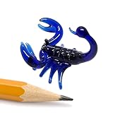 ChangThai Design 1-Inch Blue Scorpion Sculpture - Hand Blown Glass Crystal Art Ornament | Adult Collectible Decor Gift