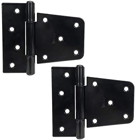 3.5 inch Black Door Shed Hinges Square Barn Hinges Heavy Duty Gate Hinges Wrought Hardware Iron Rustproof for Wood Fences (Not Included Screws)