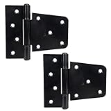 3.5 inch Black Door Shed Hinges Square Barn Hinges Heavy Duty Gate Hinges Wrought Hardware Iron...
