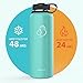 BUZIO Double Wall Stainless Steel Sports Water Bottle, BPA-Free Flex Cap and Straw Lid, 40 Ounces, Mint