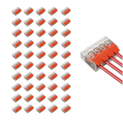 4 Port Lever Wire Connectors Quick Splice Terminals for AWG 24-12 50PCS