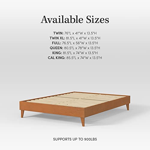 Eluxurysupply Wood Bed Frame – Made With 100% New Zealand Pine - Solid Mattress Platform Foundation W/Pressed Pine Slats - Easy Assembly – Full (Almond) #TOP4