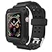 Compatible with Apple Watch Band 44mm, VORI Rugged Protective Case with Sport Silicone Strap Bands Shock-Proof and Shatter-Resistant Case for iWatch Series 4 Edition 44mm Men Women 2018 Release, Black