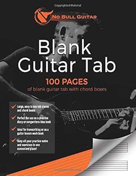 Paperback Blank Guitar Tab: 100 Pages of Blank Guitar Tab with Chord Boxes (No Bull Guitar) Book