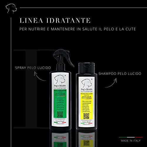 Dog's Health - Spray Pelo Lucido 500ml - shampoo secco per cani con OLIO DI NEEM per cani e ALOE VERA che lo rende anche uno shampoo per cani 100% Organico Vegetale Senza OGM