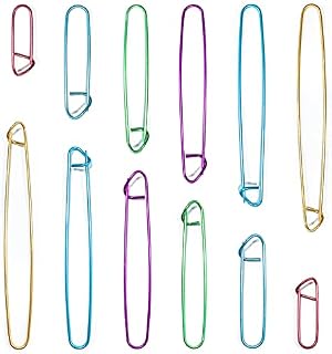 Jancosta 12Pcs Stitch Holder Set, 6 Size Assorted Colors Aluminum Stitch Holder Set for DIY Knitting Crochet Knitting Needles