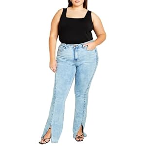 City Chic Women’s Apparel Women’s CITYCHIC Plus Size Jean H Gigi, MID Denim Splice