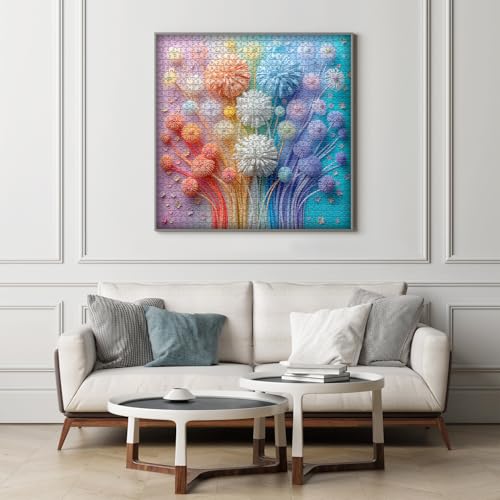 Rompecabezas floral para adultos de 1000 piezas, rompecabezas florales imposibles, rompecabezas de gradiente arcoíris colorido difícil, rompecabezas de primavera desafiantes de 1000 piezas miniatura 6