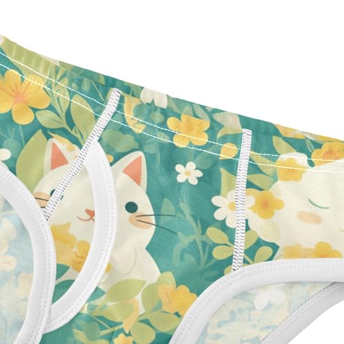 KLL Cartoon Cat Bunny and Flower Green Toddler Boy Cotton Briefs Underwear Breathable Children Panties4